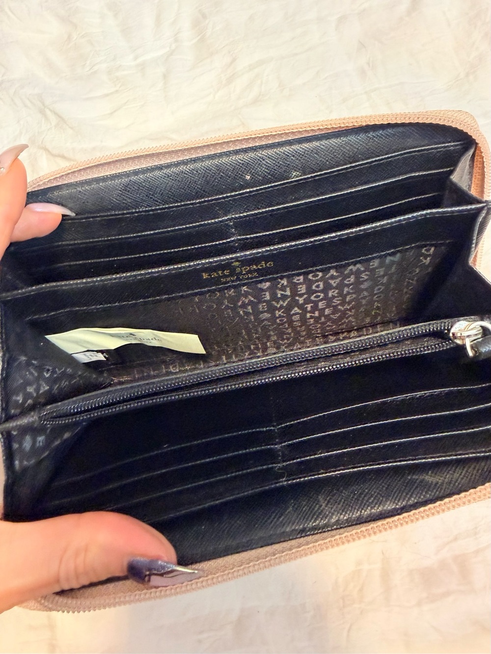kate spade glitter wallet in rose gold sparkle - Picture 5 of 7